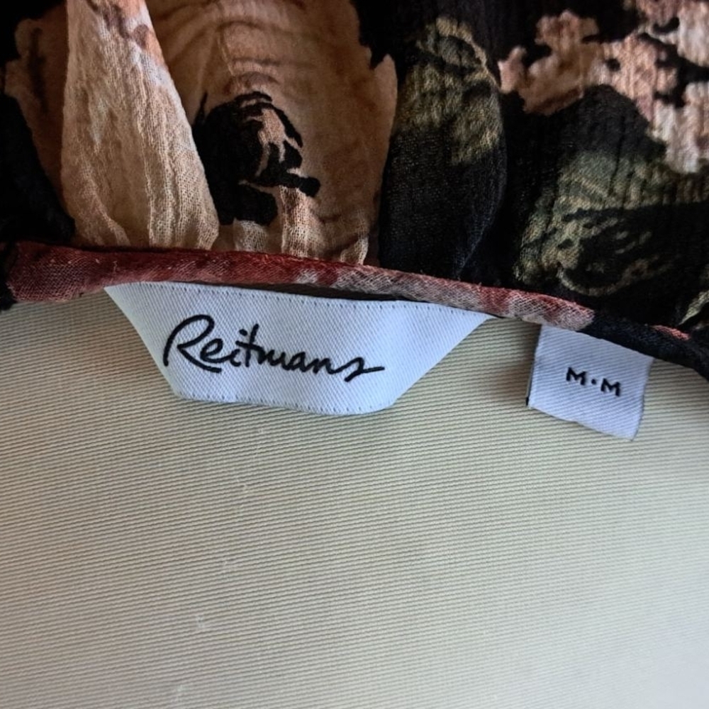 Reitmans Black Floral Blouse with Blue and Yellow Accents - Picture 4 of 4